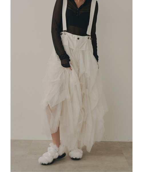 サスペンダーデニムCarrie/ボリュームチュールスカート（サロペット