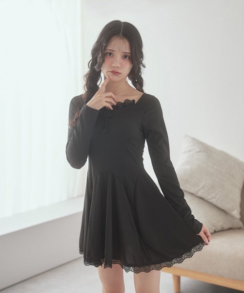 fiocco lace mini dress/フィオッコレースミニドレス（ワンピース）｜M