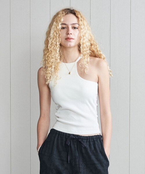 H＞コットンリブ アシンメトリータンクトップ（タンクトップ）｜H