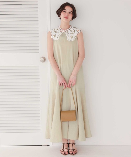 レースつけ襟付ノースリーブワンピース（ワンピース）｜titivate