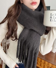 レディースのマフラー（グレー/灰色系・フリンジ）ファッション通販