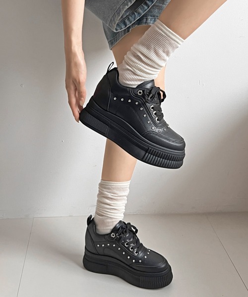 厚底 インヒール入り ビジューパーツ スニーカー 6434（スニーカー