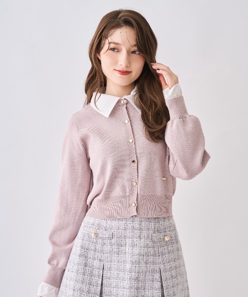 襟付きラメニットカーディガン（カーディガン/ボレロ）｜SWINGLE