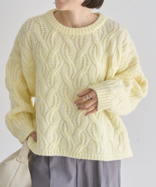 セール】ふわふわケーブルニットプルオーバー（ニット/セーター