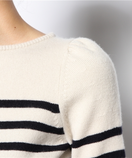 Drawer（ドゥロワー）の「DRAWER カシミヤ9G ボーダーパフスリーブ