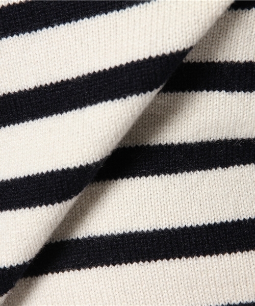 Drawer（ドゥロワー）の「DRAWER カシミヤ9G ボーダーパフスリーブ