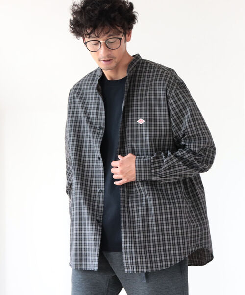 DANTON（ダントン）の「DANTON / チェック バンドカラー シャツ
