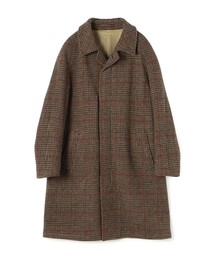 メンズのステンカラーコート（ブラウン/茶色系・チェック柄