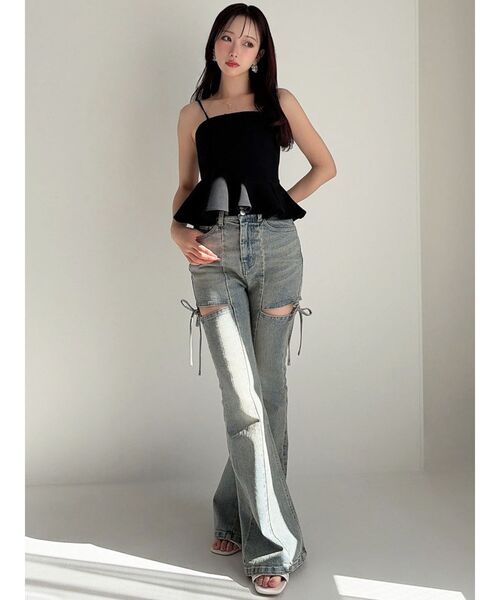 追加生産分】カットアウトリボンデニムパンツ（デニムパンツ