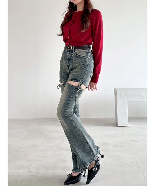 追加生産分】カットアウトリボンデニムパンツ（デニムパンツ