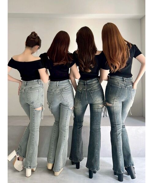 追加生産分】カットアウトリボンデニムパンツ（デニムパンツ