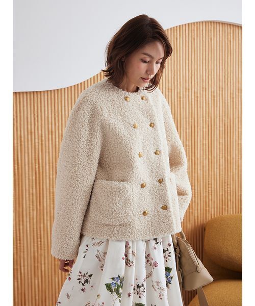 セール】金釦カールファージャケット（ノーカラージャケット）｜Mila