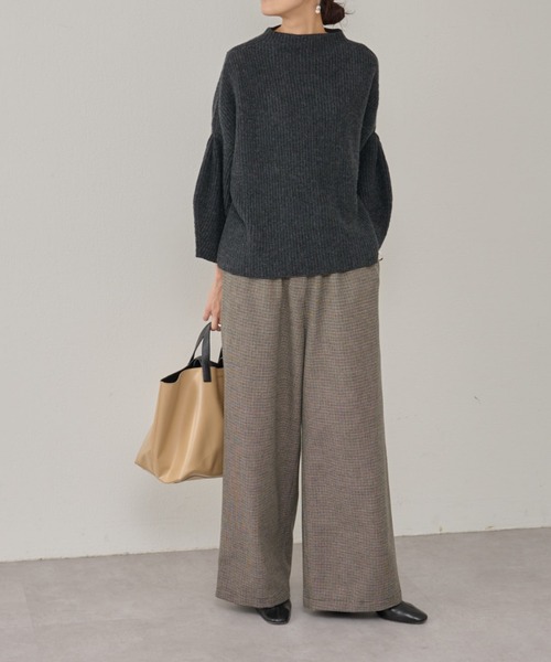 BEARDSLEY（ビアズリー）の「起毛チェックウエストリブパンツ：低身長