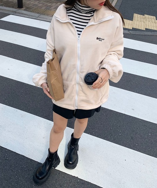 セール】【お気に入り7000人突破！】フリースボア ワンポイント刺繍