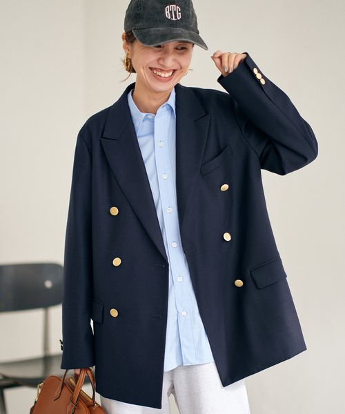 セール】メタルボタンダブルブレストジャケット（テーラードジャケット