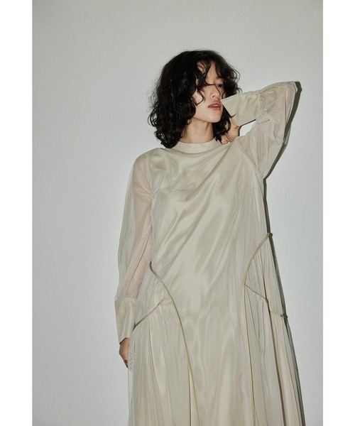 チュールパイピングAラインドレス マタニティ 妊婦 結婚式 パーティー