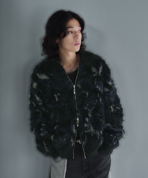 HARE（ハレ）の「MIXヤーンフラワーニットブルゾン(HARE)（ニット