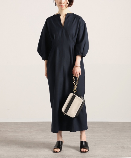 追加3》P/Ryツイルウエストシェイプ パフスリーブワンピース