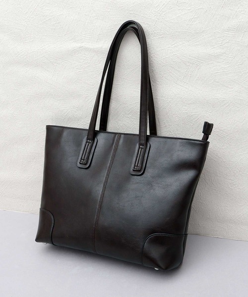 スプリットレザー（牛床革） コンパクト ビジネストートバッグ A4収納