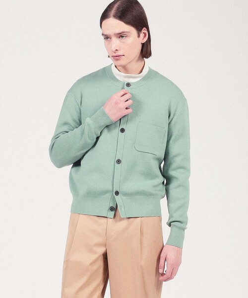 CABaN コットンカシミヤ ポケットクルーネックカーディガン（ニット