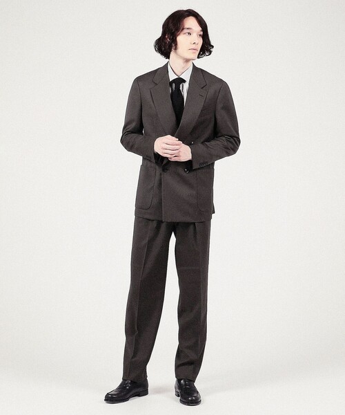 セール】ストレッチウール 4Bダブルブレステッドスーツ Dormeuil