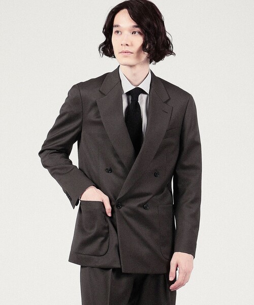 セール】ストレッチウール 4Bダブルブレステッドスーツ Dormeuil