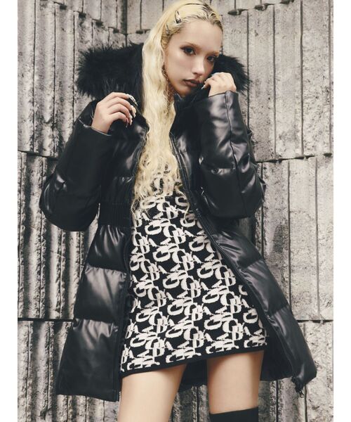 GYDA（ジェイダ）の「GDベルト付きフェイクレザーロングダウンコート