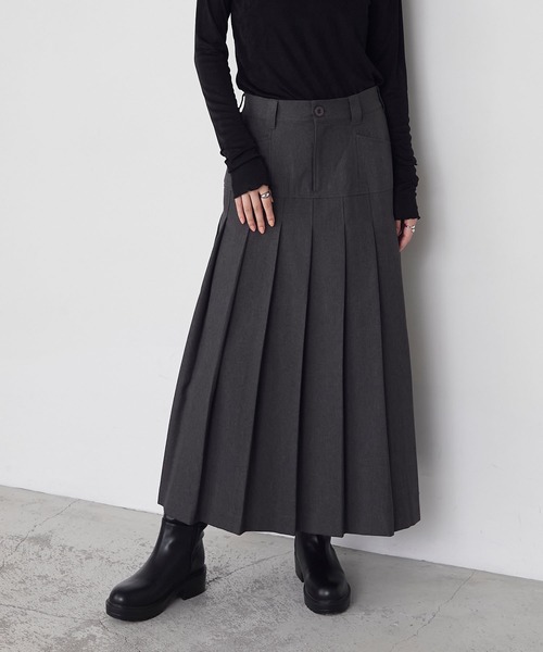 forksy.】ローライズワイドプリーツロングスカート forksy.│MONO-MART