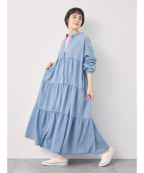 オーガニックコットン】デニムティアードワンピース（ワンピース