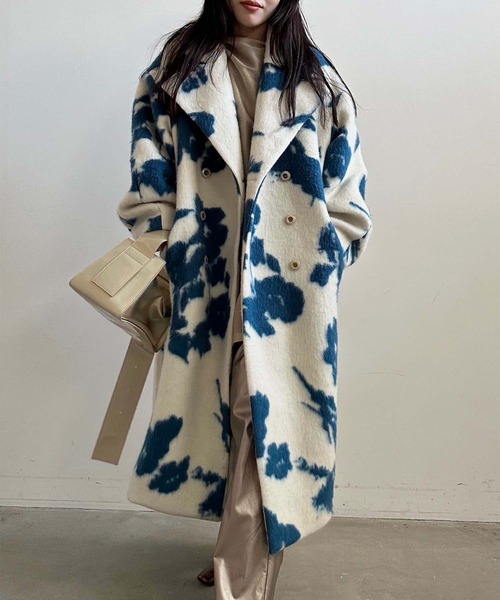 Ameri（アメリ）の「UND SHADOW FLOWER WOOL COAT（チェスターコート