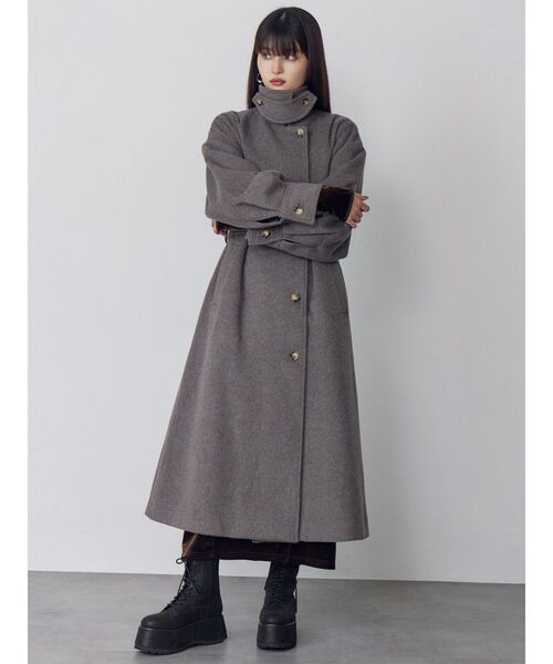 セール】スタンドネックダブルカラーコート（ステンカラーコート