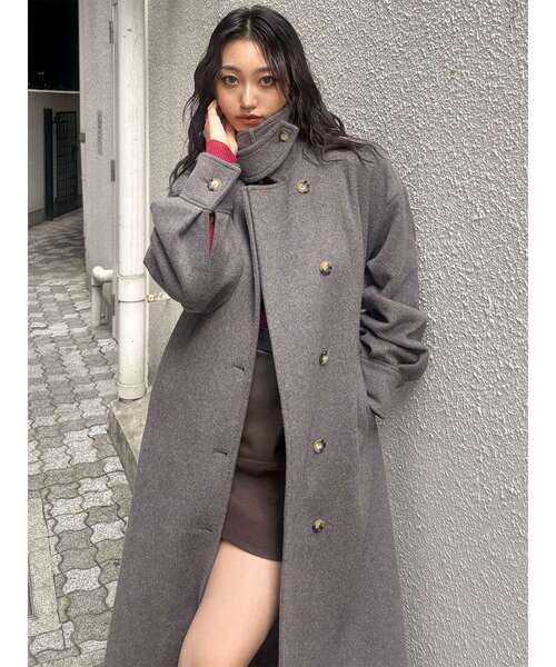 セール】スタンドネックダブルカラーコート（ステンカラーコート