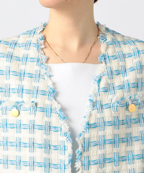 セール】バスケットツイードショートジャケット（ノーカラージャケット