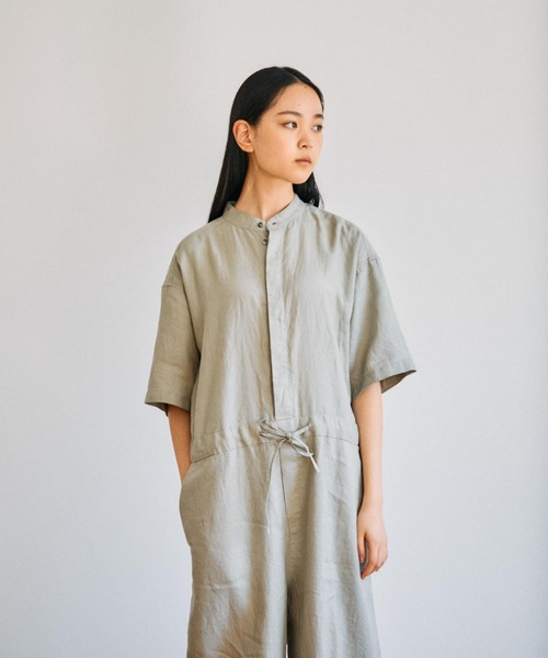 かぐれ（カグレ）の「リネンハーフスリーブオールインワン（サロペット