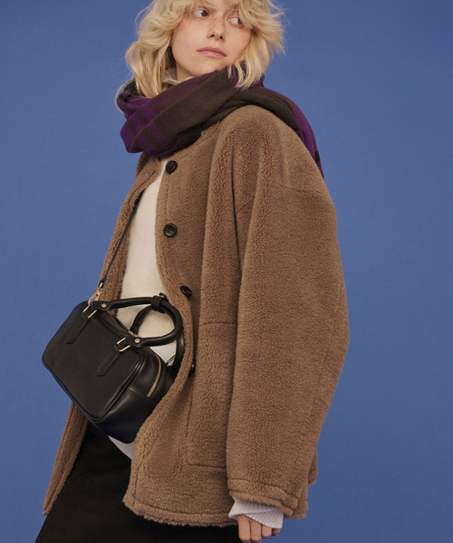 2サイズ展開】2WAYスウェードリバーシブルボアコート/ノーカラーコート