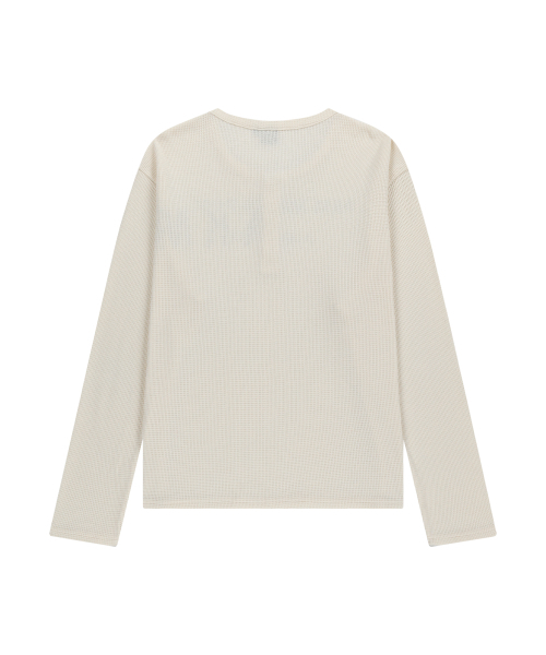 AAKAM（アーカム）の「Waffle Henry Neck Long Sleeve (Ivory)（T