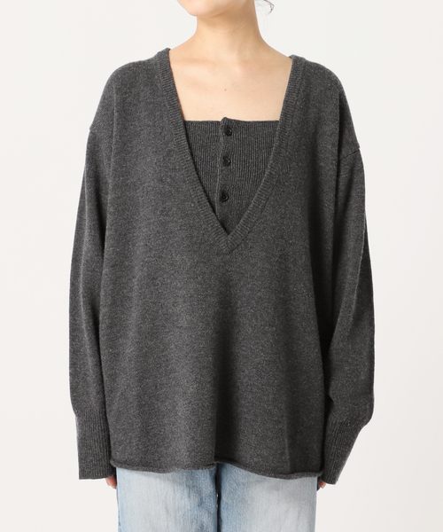 新品 訳あり品 plage プラージュ WO レイヤードニット グレー plage