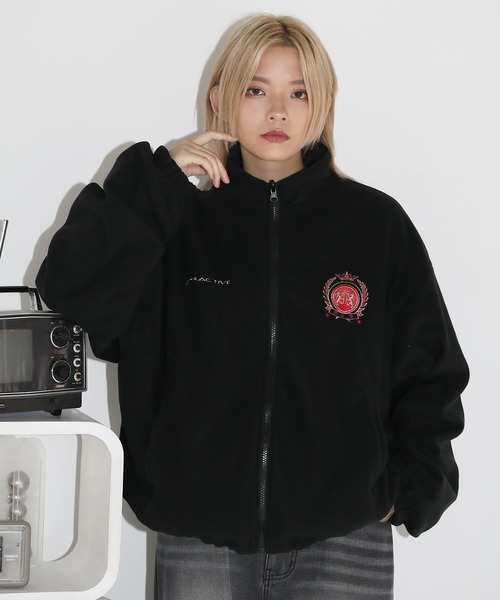 セール】ナイロン フリース リバーシブルドローコードスタンドネック