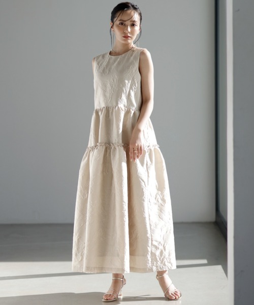セール】ジャガードギャザーワンピース（ワンピース）｜anuans（ア