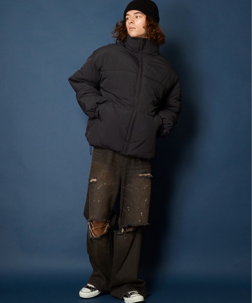 セール】ボリュームハイネック撥水ナイロンエコダウンジャケット