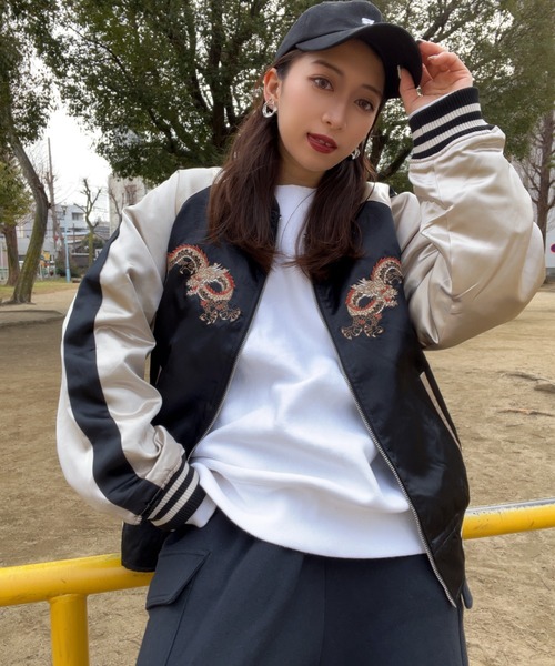 NYLAUS（ナイラス）の「刺繍 スカジャン(龍/ドラゴン/富士山