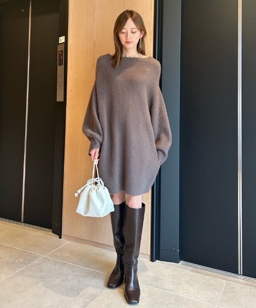 FRAY I.D（フレイアイディー）の「ラクーンニットミニワンピース