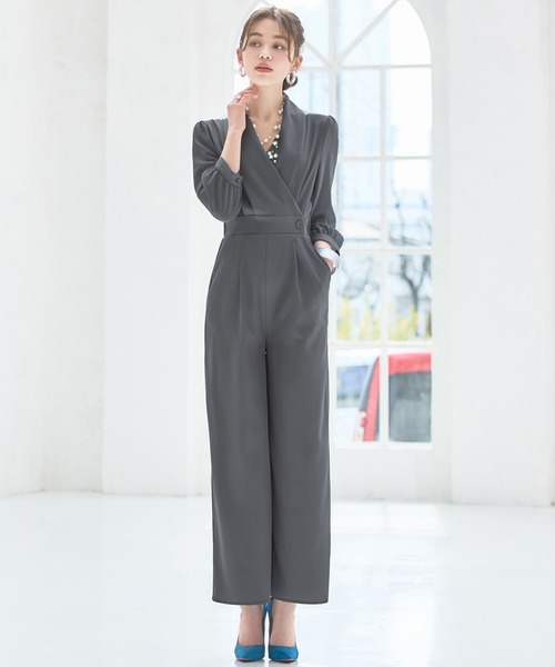 セール】ジャンプスーツ パンツドレス シフォン S M L パーティー 結婚