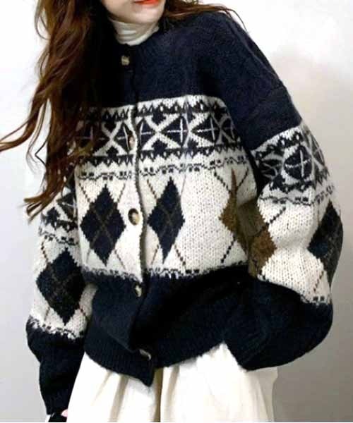 セール】ノルディック柄ニットカーディガン（ニット/セーター）｜NANEA