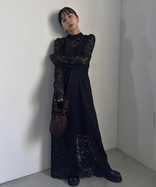 Ameri（アメリ）の「SLENDER LACE DRESS（ワンピース）」 - WEAR