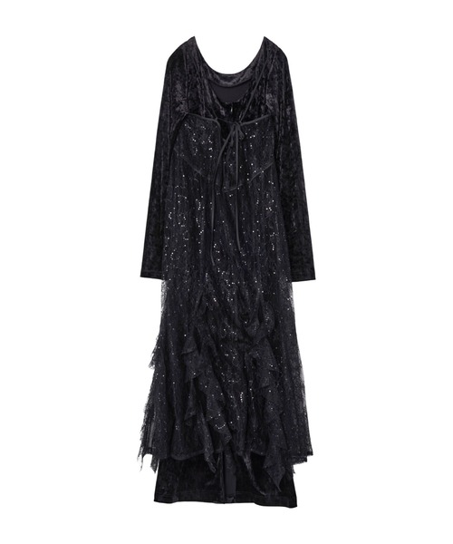 スパークルレースベロアドレス / sparkle lace velour dress（ドレス