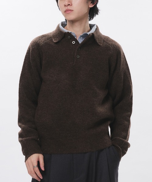 セール】RAGLAN SLEEVE KNIT PORO / ラグランスリーブニットポロシャツ