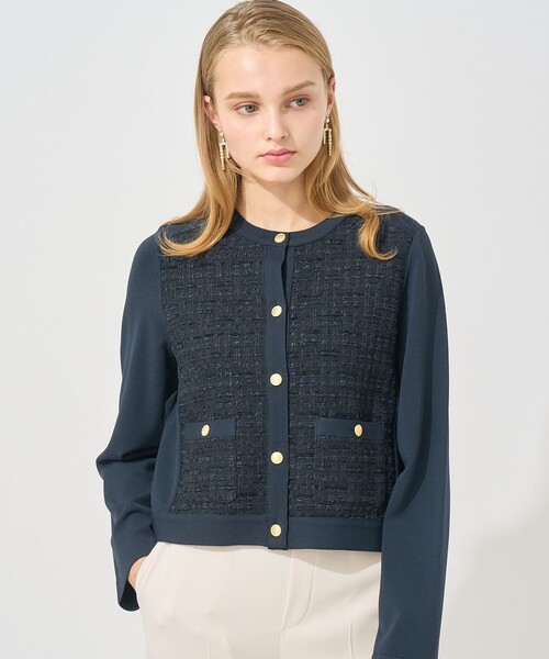 Eternal Line 2025】ミックスツイードコンビジャケットカーディガン