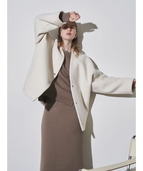 フォルムショートウールコート（ノーカラーコート）｜ELENDEEK（エレン