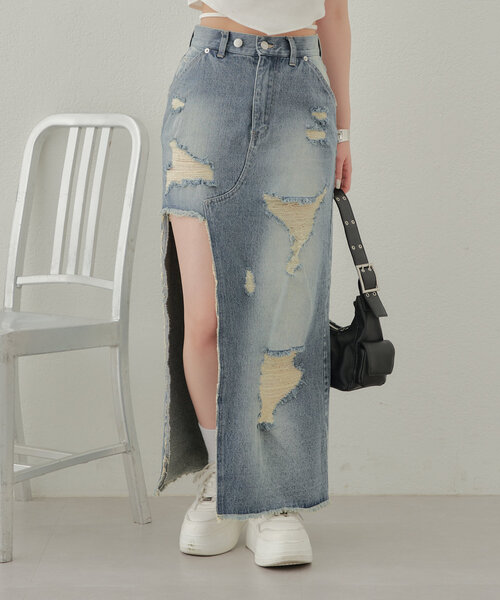 セール】ダメージカットオフデニムスカート（スカート）｜Chico（チコ